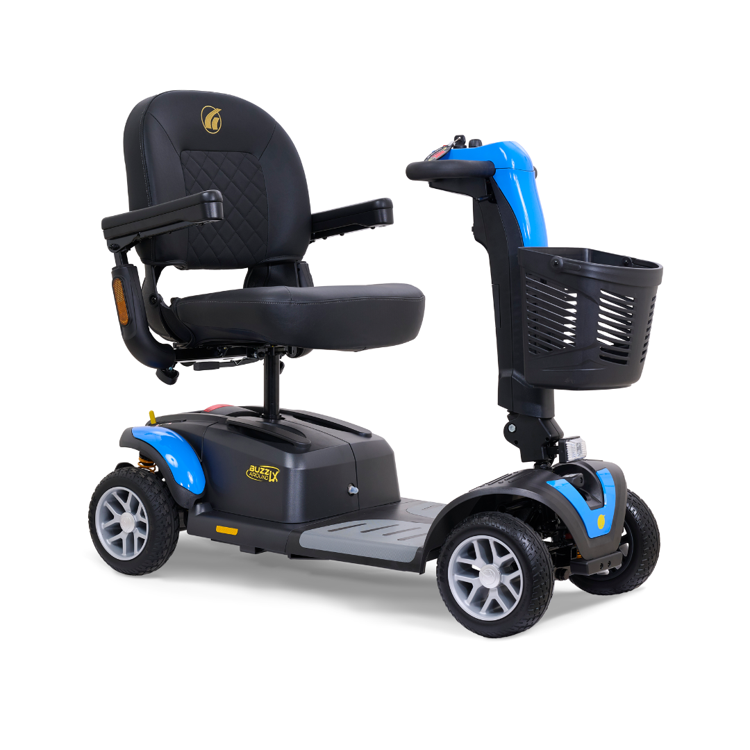 Golden Tech Buzzaround LX Extreme Luxury Full Size Travel Mobility Scooter - 4 Wheel - Blue